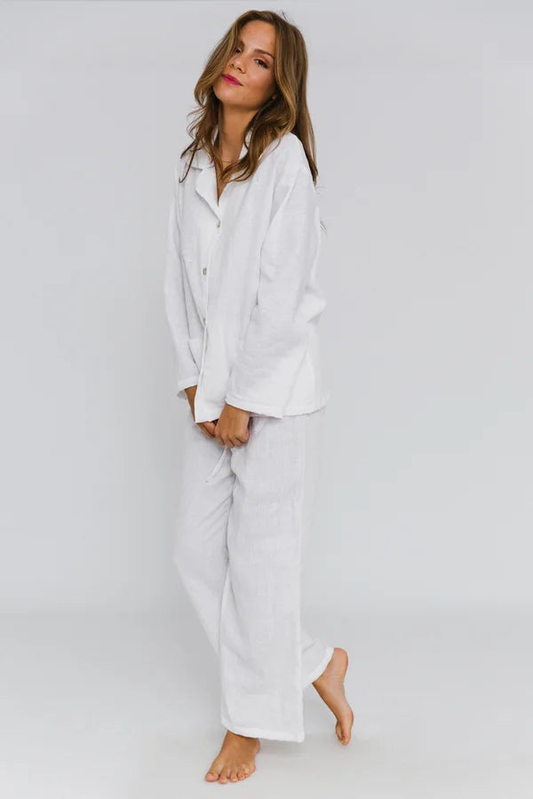 Women's washed linen pajama set