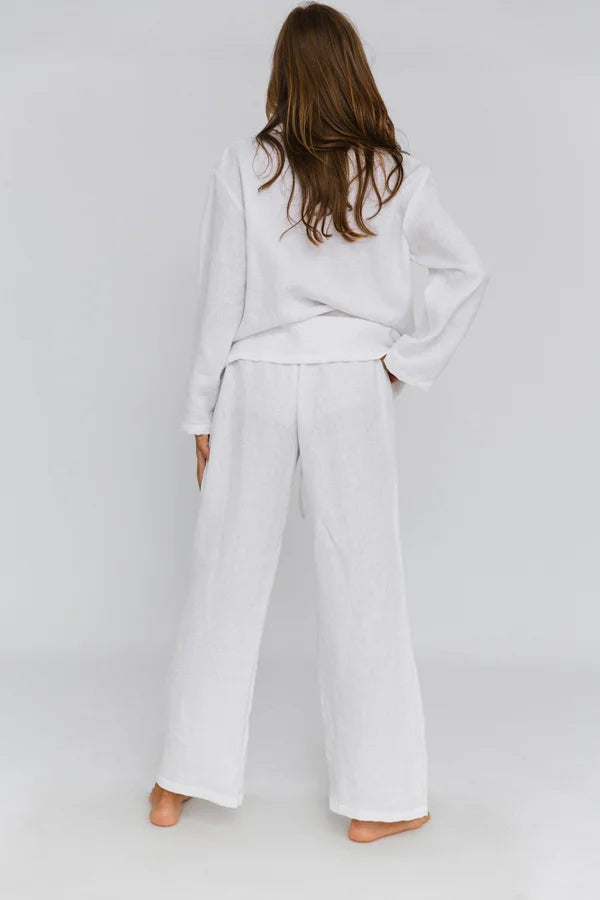 Pyjama en lin lavé Blanc 2  