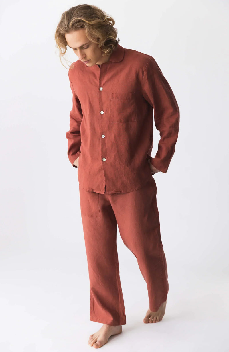 Pyjama en lin homme “Ronaldo” brique 4 