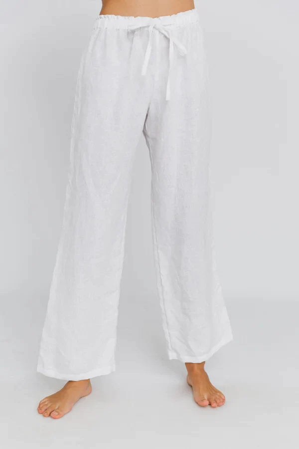 Pantalon de pyjama en lin lavé « Malú » Blanc Optique 12 