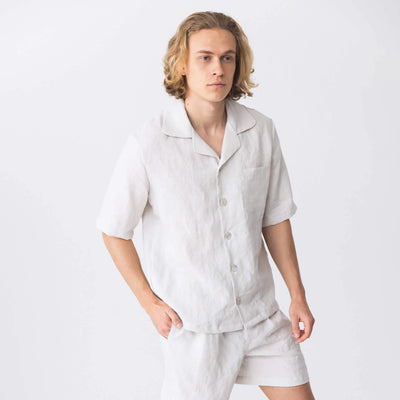 Veste pyjama en lin à manches courtes “Emanuel” Gris Minéral 8 #colour_gris-mineral