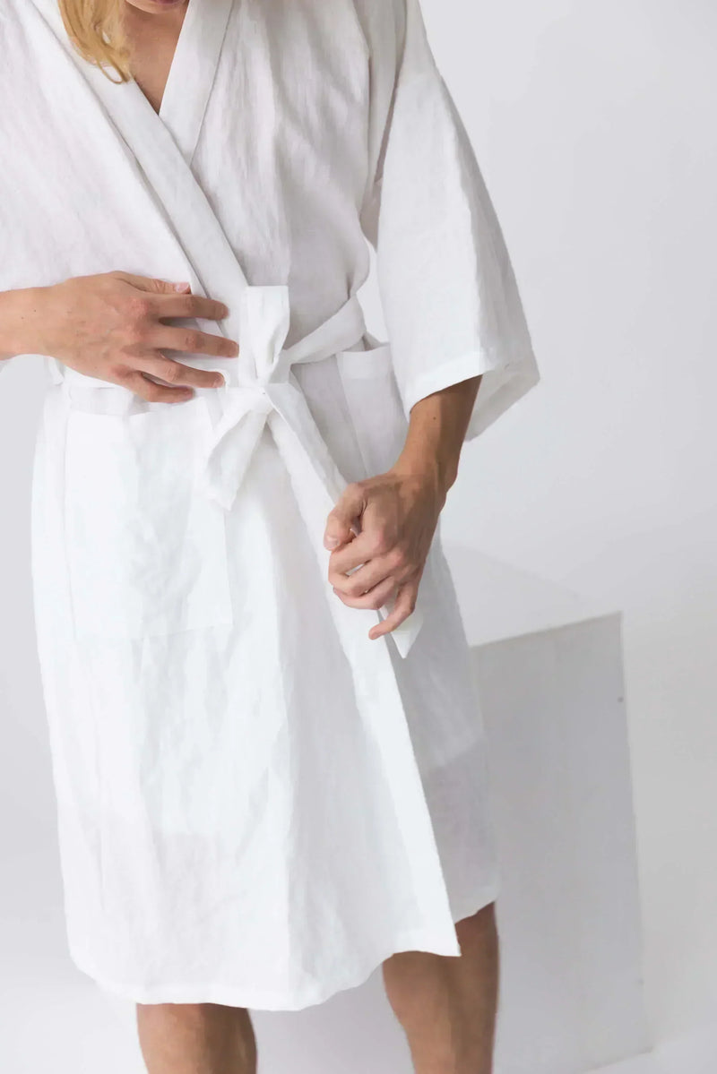 Kimono en lin lavé “Nelson” blanc 15 