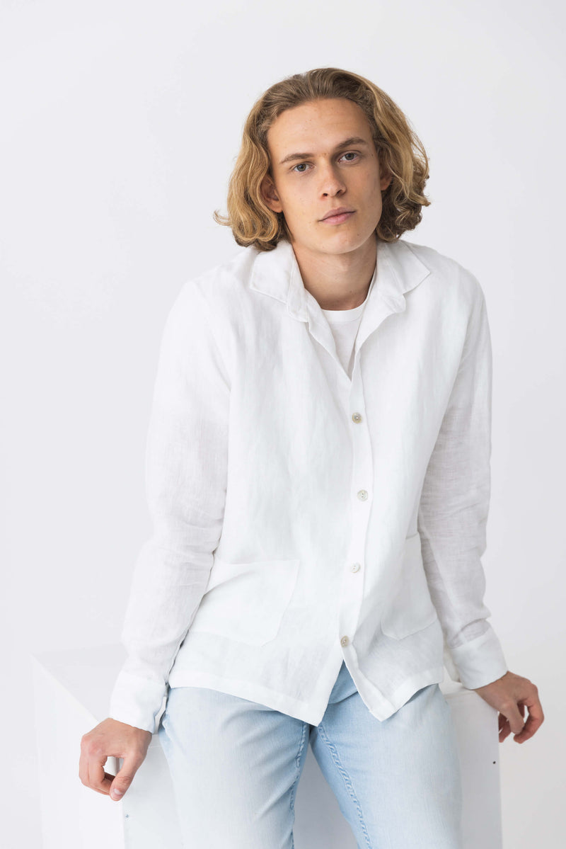 Chemise veste en lin blanc 12 