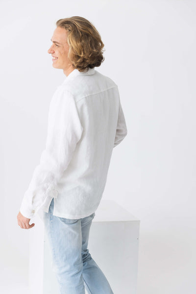 Chemise veste homme en 100 % lin blanc 6 #colour_blanc-optique