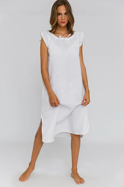 Robe de nuit « Rosa » en lin Blanc 9 #colour_blanc-optique