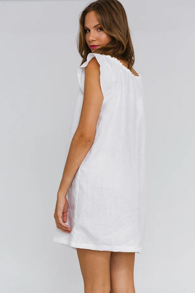 Chemise de nuit « Jane » en lin Blanc Optique 10 #colour_blanc-optique