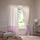 Custom Linen Curtain with contrasted ruffle - lilac