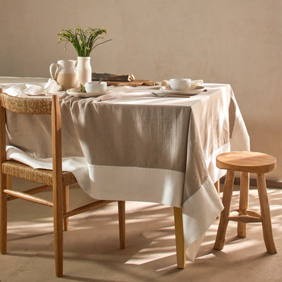 Nappe bicolore sur mesure en lin naturel