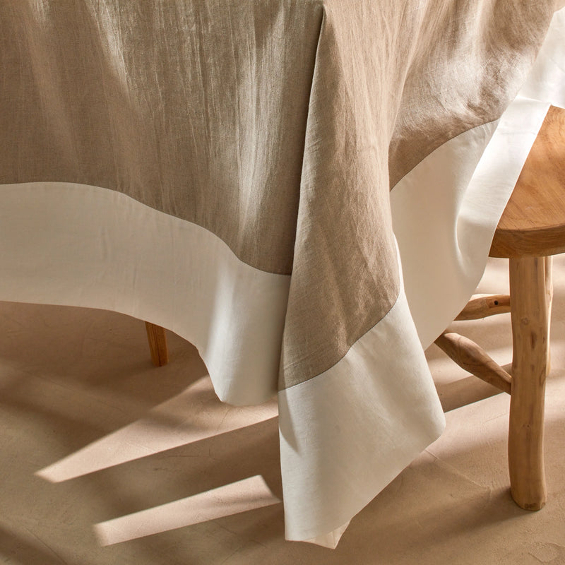 Nappe bicolore en lin sur mesure naturel