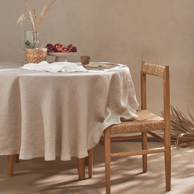 Nappe en lin lavé ovale sur mesure naturel