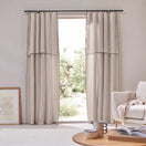 Linen Curtain panel with bourdon edge - Natural