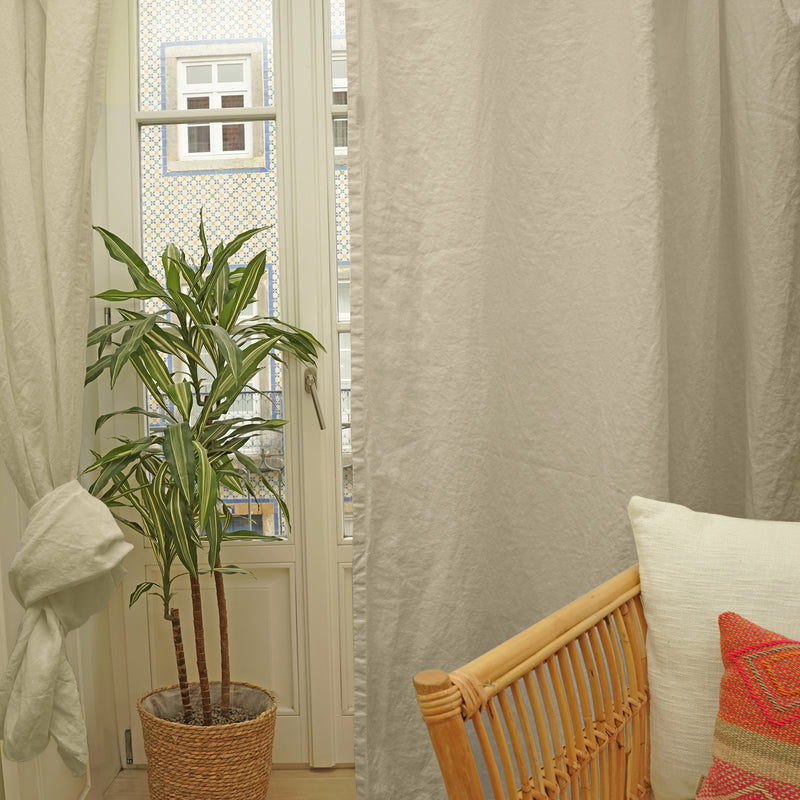 Made to measure washed linen curtain beige natural