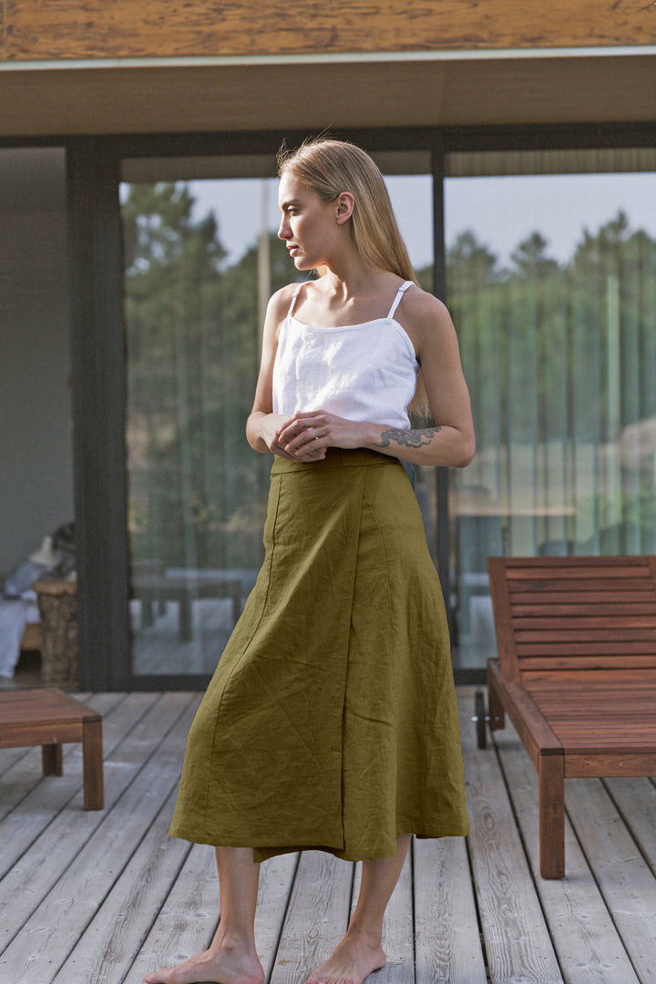 argue◆french linen flare long skirt Namu Shop - Ichi Antiquites French Linen Skirt - Brown