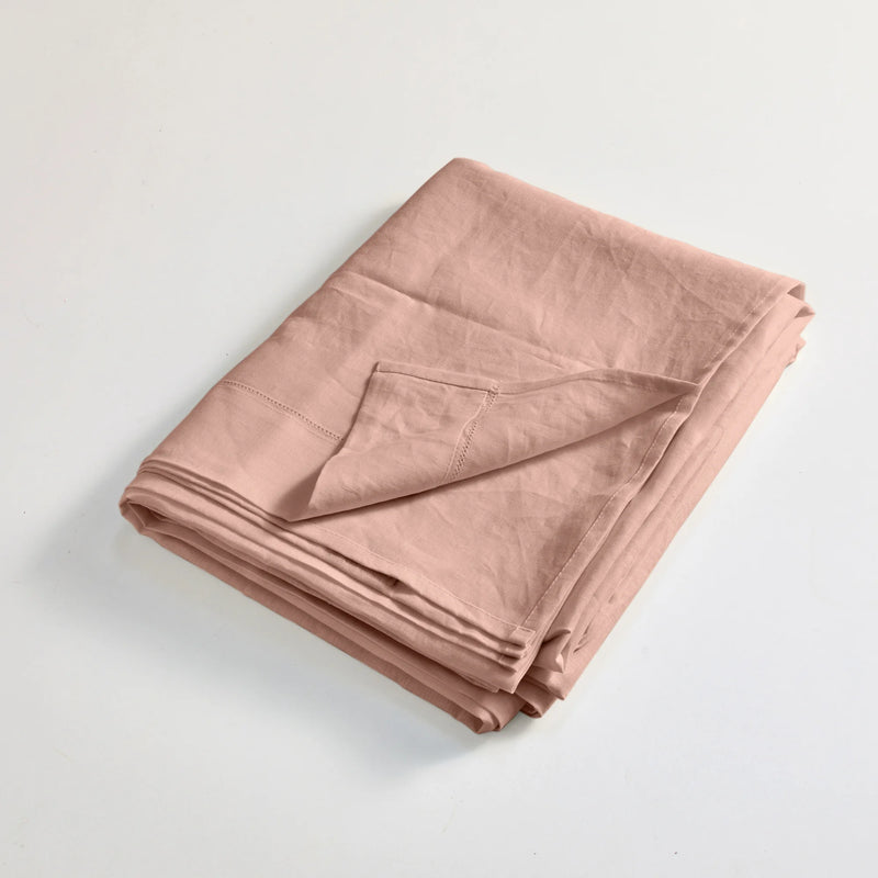 drap de dessus en lin ajouré Vieux Rose