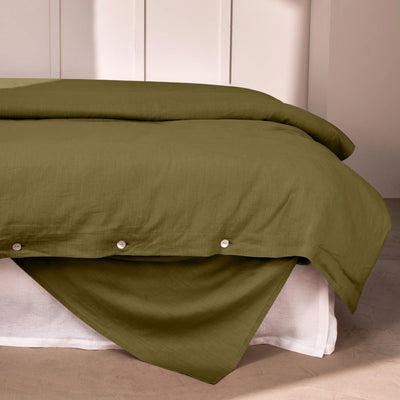 housse de couette 100% lin naturel vert olive 