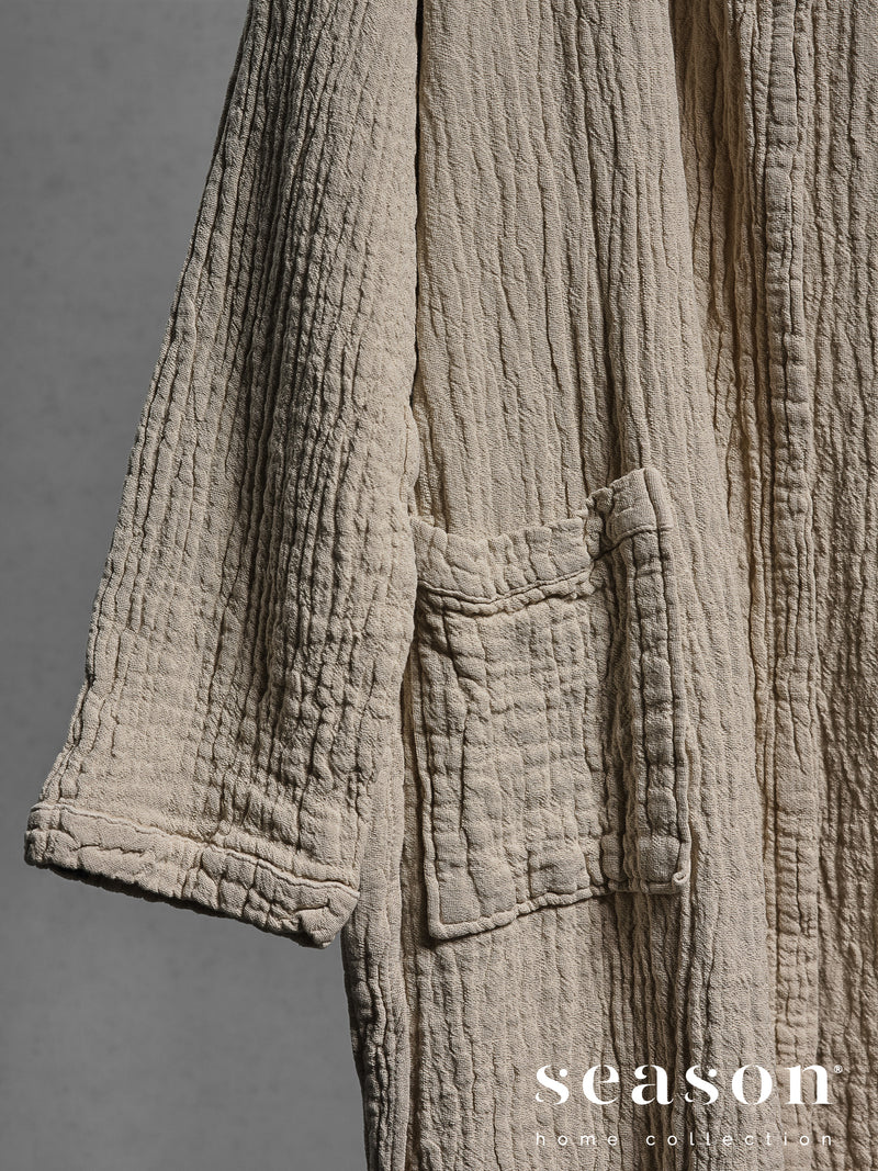 "Punto" Hooded Robe Beige