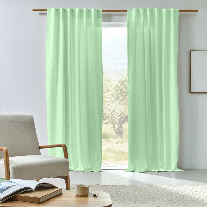 Rideau en lin doublé cotton Vert Menthe