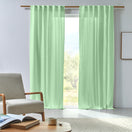 Washed linen curtain panel mint green