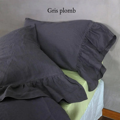 Taies d'oreiller romantiques à bords volantés Gris Plomb #colour_gris-plomb