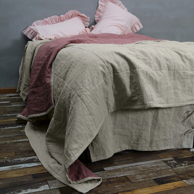 couvre-lit en lin avec matelassage cotton