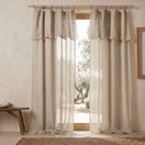 Sheer curtains with bourdon edge in beige natural linen