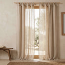 Sheer curtains in beige natural linen