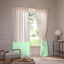 Linen Window Curtain with contrasted ruffle - mint green