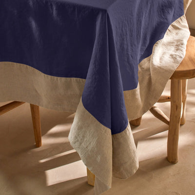 Nappe bicolore en lin sur mesure bleu nuit