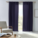 Washed linen curtain panel night blue