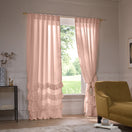 Custom ruffles linen window curtain nude - Waterfall
