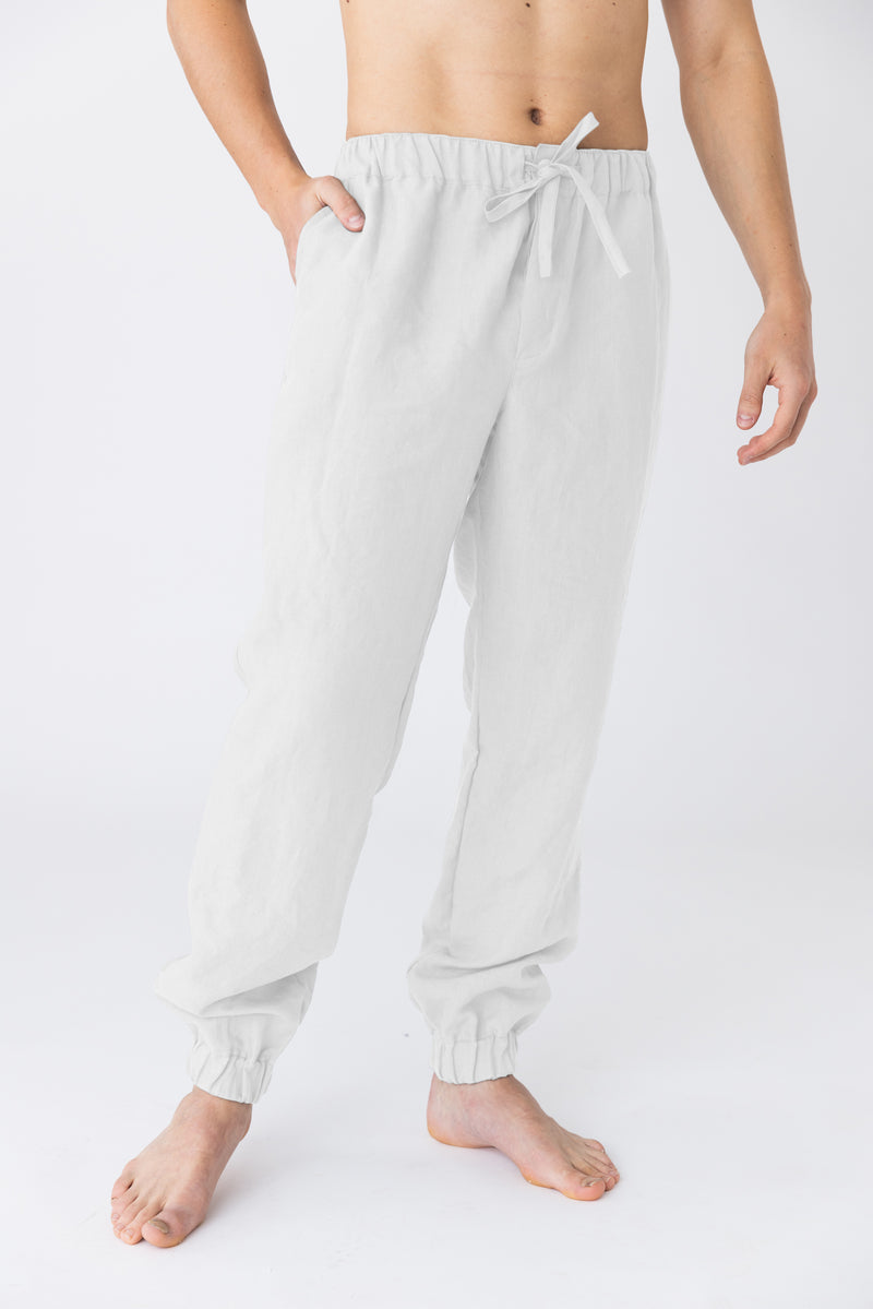 Pantalon en lin lavé “Gael” Blanc Optique 