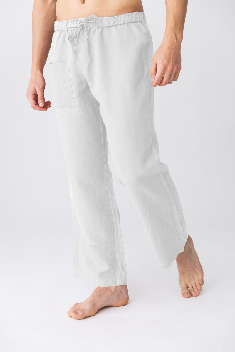 Pantalon de pyjama en lin “Ronaldo” Blanc Optique 
