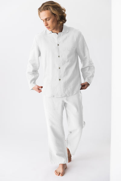 Pyjama en lin pour homme “Ronaldo” Blanc Optique #colour_blanc-optique