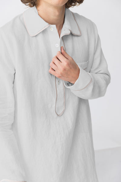 Long linen nightgown for men mineral grey - Bruno