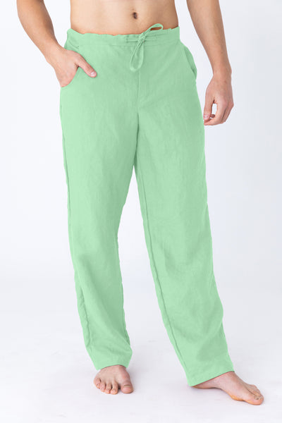 Pantalon décontracté en lin Vert Menthe #colour_vert_menthe