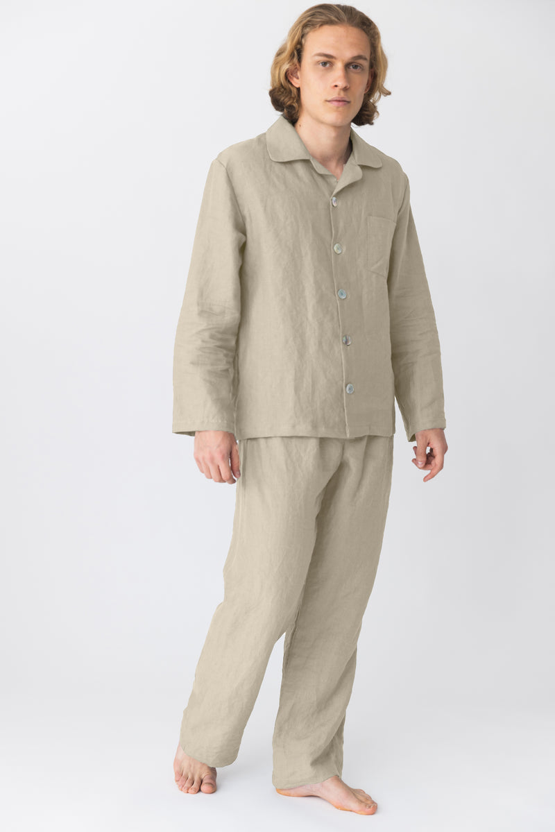 Pyjama long homme en lin lavé Naturel 