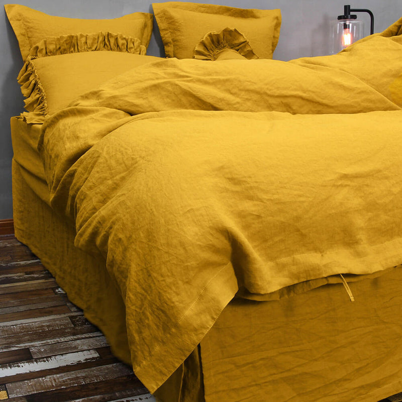 duvet cover 200x200, mustard yellow bed linen