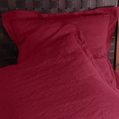 Flanged Linen Pillowcases (set of 2) Burgundy