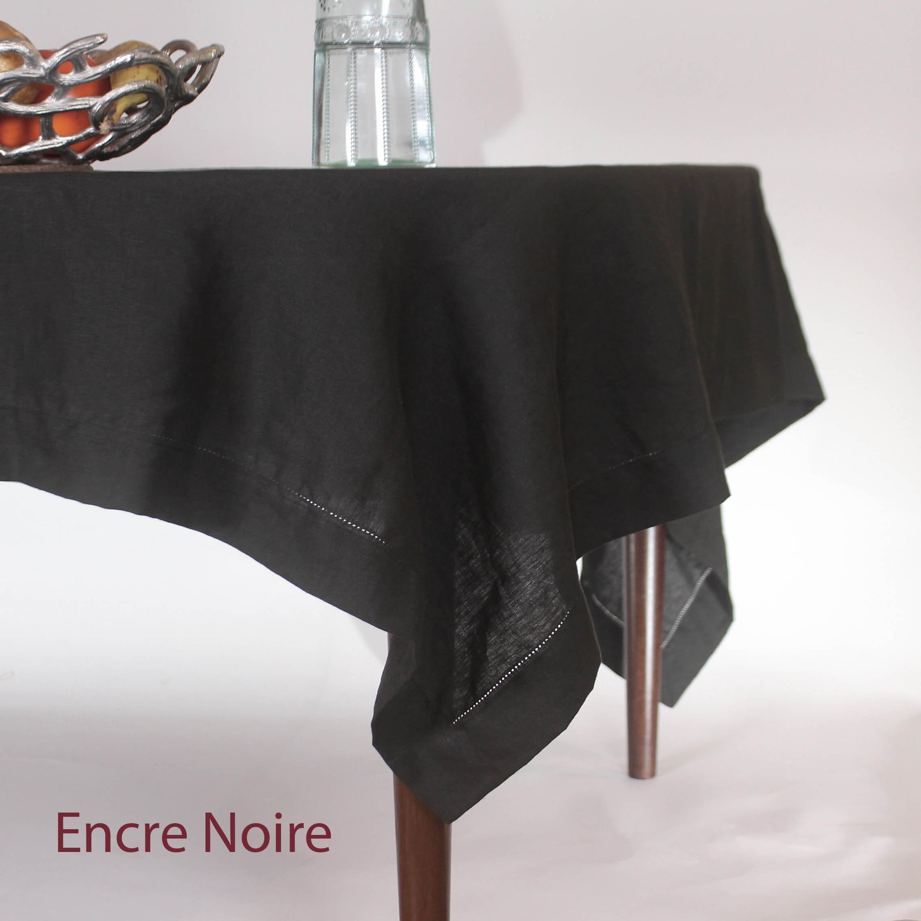 60x 84 Fabric Tablecloth - Jet Black