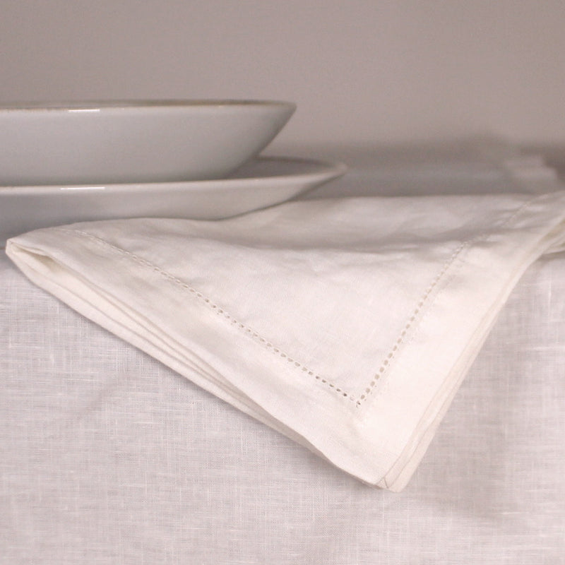 Sales! Pure Washed Linen Hemstitched Table Napkins
