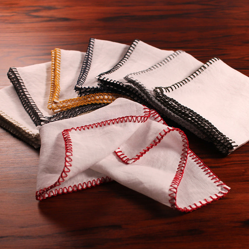 Sales! "Blanket Stitch" Linen Table Napkins